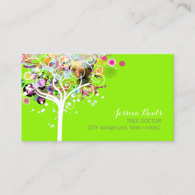 PixDezines Grunge Tree/DIY background colour Business Card (Front)