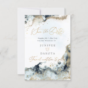PixDezines H2 Abstract Ocean Gold Seafoam Invitation