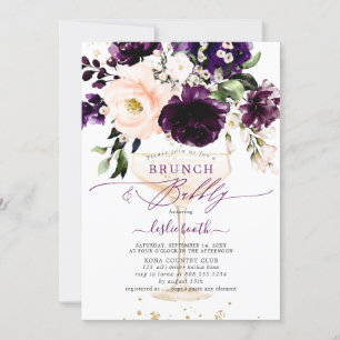 PixDezines H2 Aubergine Peonies Rose BrunchBubbly  Invitation