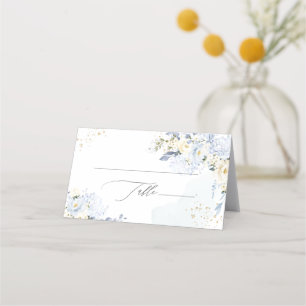 PixDezines H2 Blue Hydrangeas Alabaster Roses Place Card
