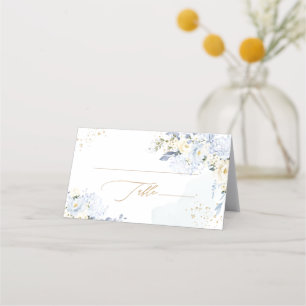 PixDezines H2 Blue Hydrangeas Alabaster Roses Place Card