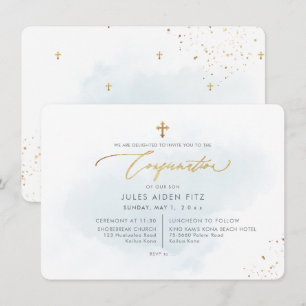 PixDezines H2 Blue Washed Confirmation Invitation