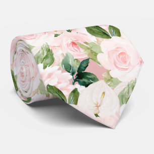 PixDezines H2 Blush Anthuriums Roses Peonies  Neck Tie