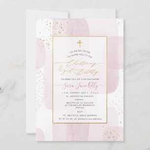 PixDezines H2 Blush Christening+2nd Birthday Invitation