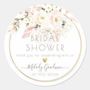 PixDezines H2 Blush Cream Roses Blush Foliage Classic Round Sticker