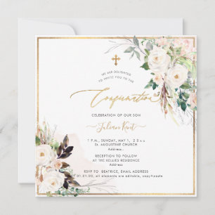 PixDezines H2 Blush Cream Roses Confirmation Invitation