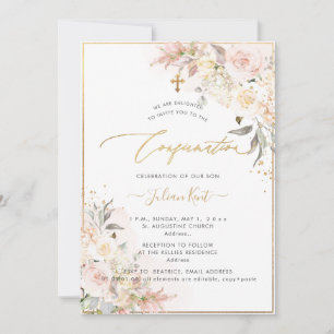 PixDezines H2 Blush Cream Roses Confirmation Invitation