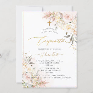 PixDezines H2 Blush Cream Roses Confirmation Invitation