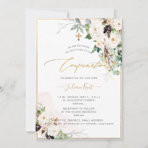 PixDezines H2 Blush Cream Roses Confirmation Invitation