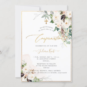 PixDezines H2 Blush Cream Roses Confirmation Invitation