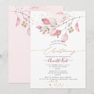 PixDezines H2 Blush Gum Eucalyptus Christening Invitation
