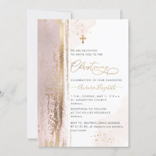 PixDezines H2 Blush Pink Christening Invitation