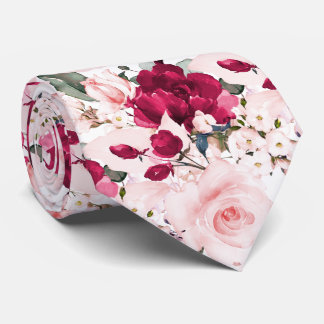 PixDezines H2 Blush Pink Ruby Red Roses Tie