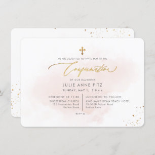 PixDezines H2 Blush Pink Washed Confirmation Invitation