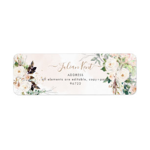 PixDezines H2 Blush Roses Return Address Labels
