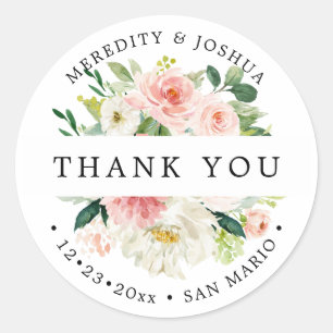 PixDezines H2 Blush Roses Wedding Favours Classic Round Sticker