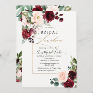 PixDezines H2 Burgundy Blush Bridal Luncheon Invitation