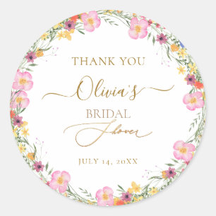 PixDezines H2 Delicate Wild Flowers Bridal Shower Classic Round Sticker