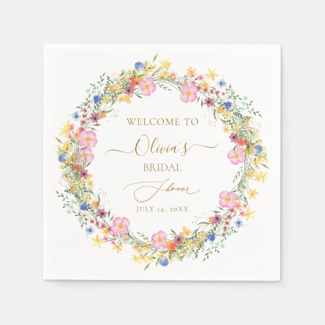 PixDezines H2 Delicate Wild Flowers Bridal Shower Napkin (Front)