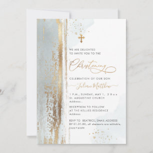 PixDezines H2 Dusty Blue Christening Invitation