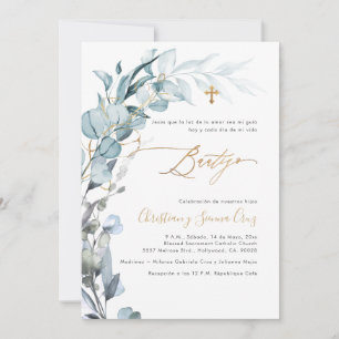 PixDezines H2 Dusty Blue Gum Eucalyptus Bautizo Invitation