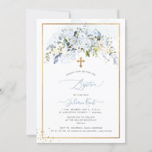 PixDezines H2 Dusty Blue Roses Baptism Invitation