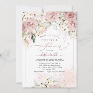 PixDezines H2 Dusty Pink Roses Bridal Shower Invitation