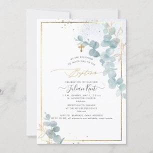 PixDezines H2 Eucalyptus Baptism Invitation