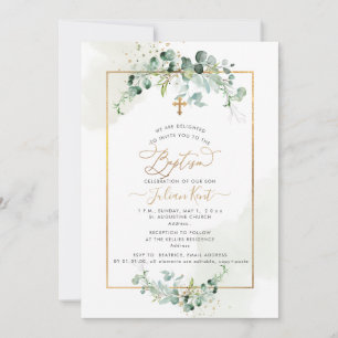 PixDezines H2 Eucalyptus Baptism Invitation
