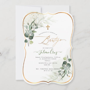PixDezines H2 Eucalyptus Bautizo Invitation