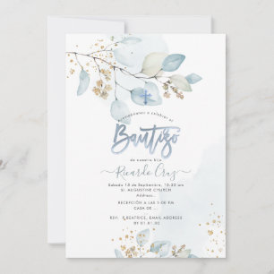 PixDezines H2 Eucalyptus Bautizo Invitation