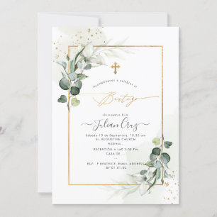 PixDezines H2 Eucalyptus Bautizo  Invitation