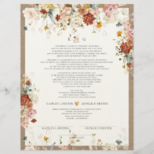PixDezines H2 Fall Garden Flowers Marriage Cert Custom Letterhead