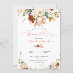 PixDezines H2 Fall Garden Flowers Rehearsal Dinner Invitation