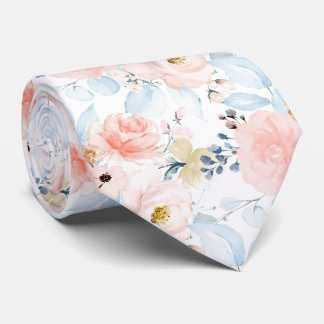 PixDezines H2 Flowers Blush n Dusty Blue Tie