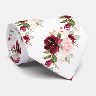 PixDezines H2 Flowers Burgundy Blush Roses Tie