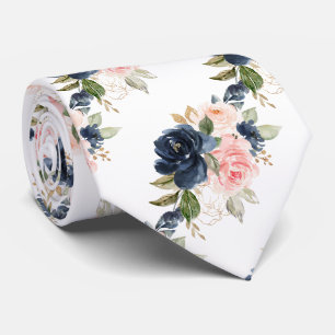 PixDezines H2 Flowers Navy Blue Blush Roses   Tie