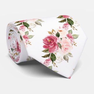 PixDezines H2 Flowers Raspberry Blush Pink Roses Tie