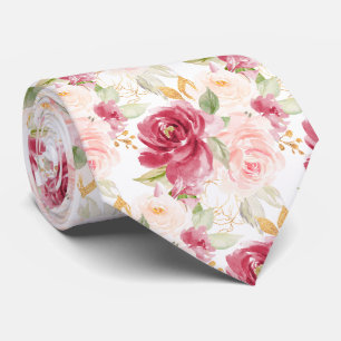 PixDezines H2 Flowers Raspberry Blush Pink Roses Tie