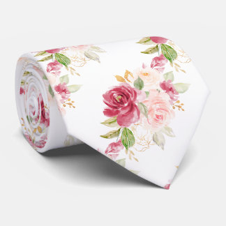 PixDezines H2 Flowers Raspberry Blush Pink Roses Tie