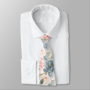 PixDezines H2 Flowers Slate Blue Blush Roses   Tie