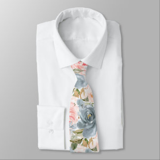 PixDezines H2 Flowers Slate Blue Blush Roses Tie
