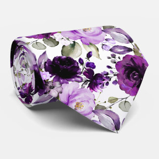 PixDezines H2 Flowers Ultra Violet Lavender Purple Tie