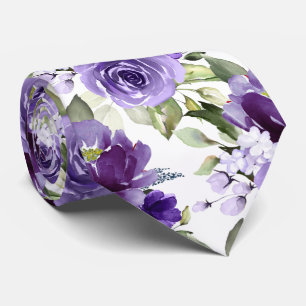 PixDezines H2 Flowers Violet Lavender Purple Roses Tie