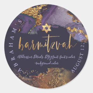 PixDezines H2 Galaxy Modern Abstract Bar Mitzvah   Classic Round Sticker
