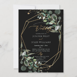 PixDezines H2 Green Gold Eucalyptus Wedding Invitation