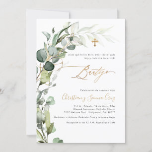 PixDezines H2 Greenery Gum Foliage Bautizo Invitation