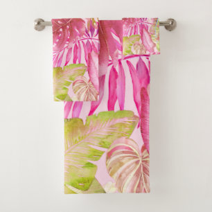 PixDezines H2 Hawaiian Jungle Greenery Bath Towel Set