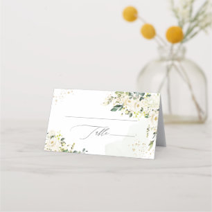 PixDezines H2 Hydrangeas Alabaster Roses Place Card