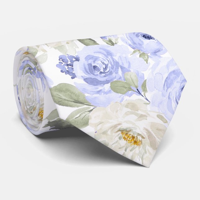 PixDezines H2 Light Lilac Purple Roses Tie (Rolled)